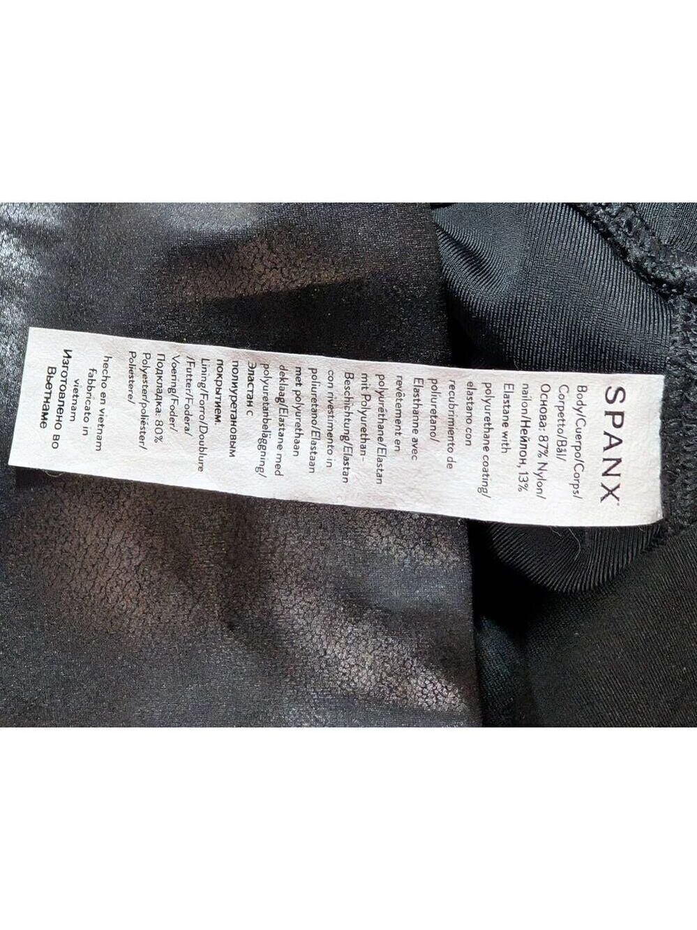 Spanx Women's Black Solid Mid-Rise Faux Leather Leggings Size L - Picture 9 of 9